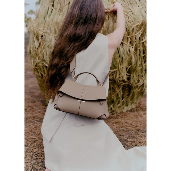 Polene Handbags - NWT Polene Mokki Mini EDITION TAUPE Gray Small Satchel Handbag Crossbody Purse